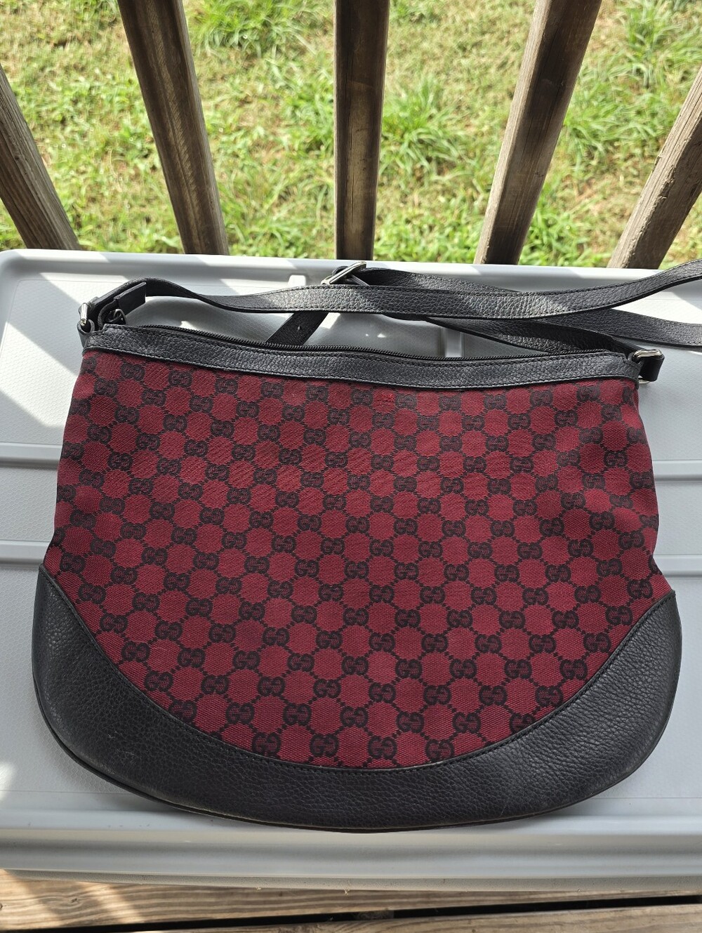 vintage gucci GG canvas messenger bag